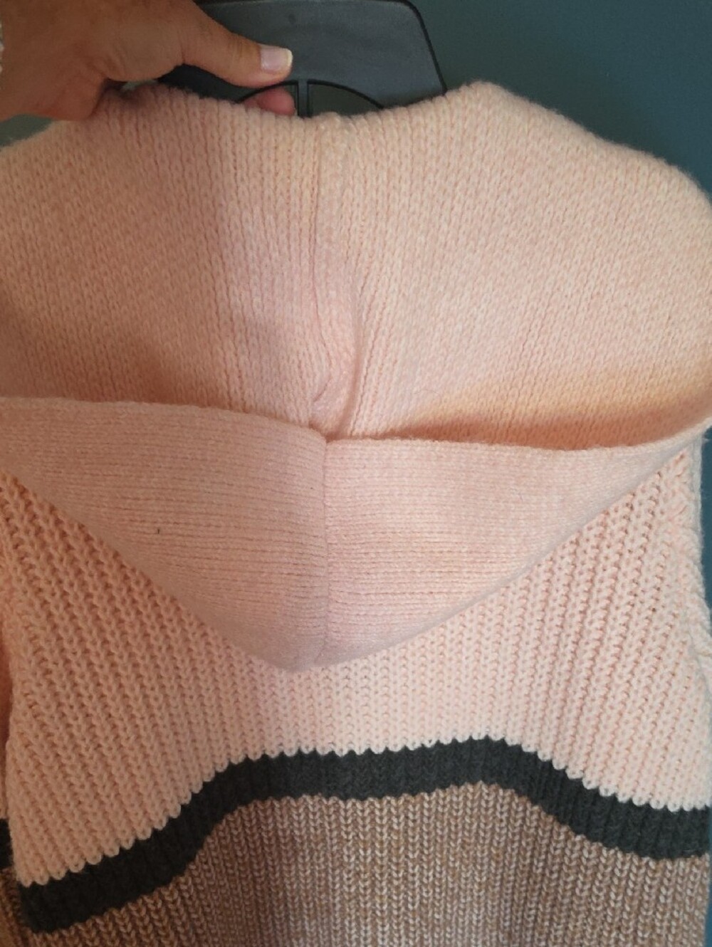 torrid Pink, Beige & Brown Hooded Colorblock Long Cardigan - Picture 7 of 7